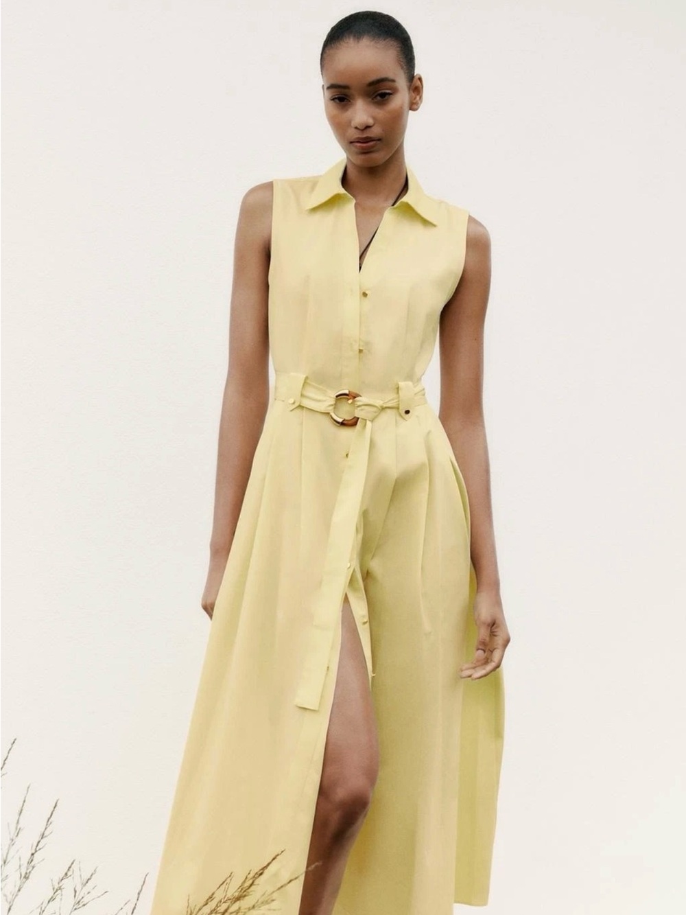 ZARA NWT ❗️COLLARD MIDI DRESS WITH BELT SIZE Ref 5029/165/300